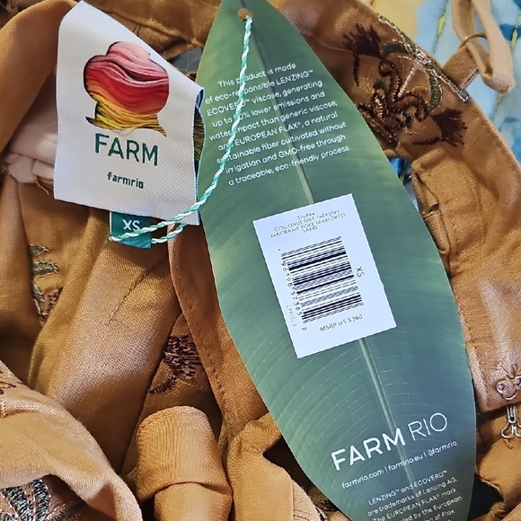 FARM Rio Mustard Yellow Floral Maxi Dress with Smocked Waist - Picture 2 of 4